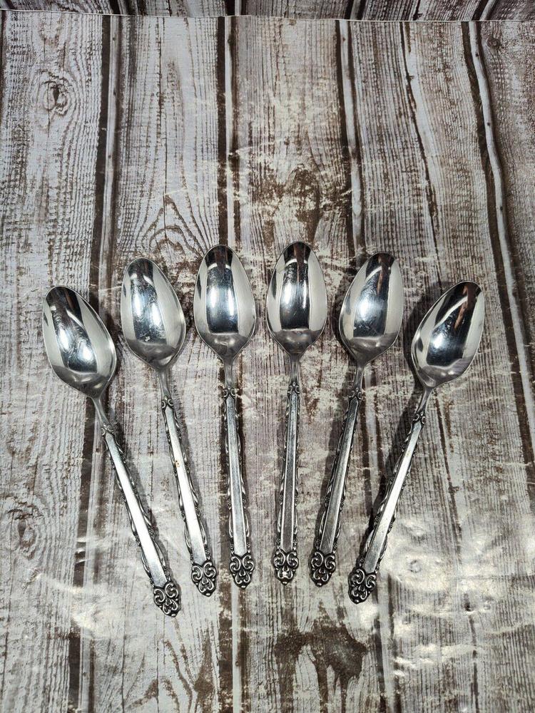 Vintage Ekco Eterna Mary Ellen Stainless Steel Coffee Spoon Flatware Set 6 Japan